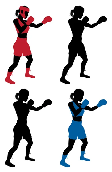 Female boxer boxing — Stock Vector