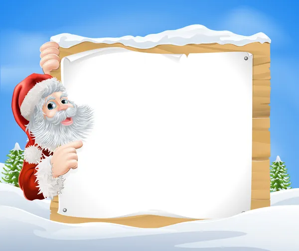 Snow scene Christmas Santa Sign — Stock Vector