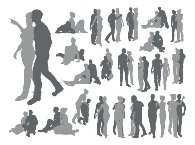 Highly detailed couple silhouettes clipart
