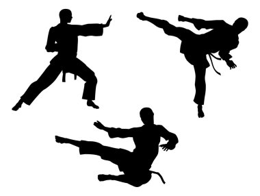 Karate dövüş sanatı siluetleri