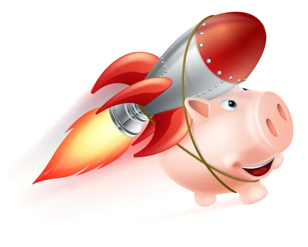 Rocket Piggy Bank — Stock Vector