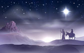 Marie a Josef narození Vánoční ilustrace