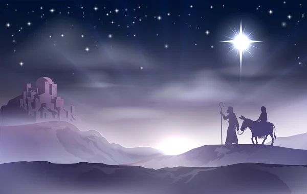 Mary ve Joseph Nativity Christmas illüstrasyon — Stok Vektör