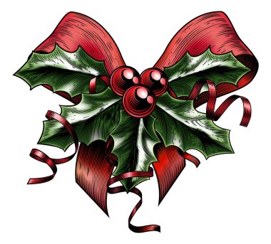 antika gravür yılbaşı holly yay