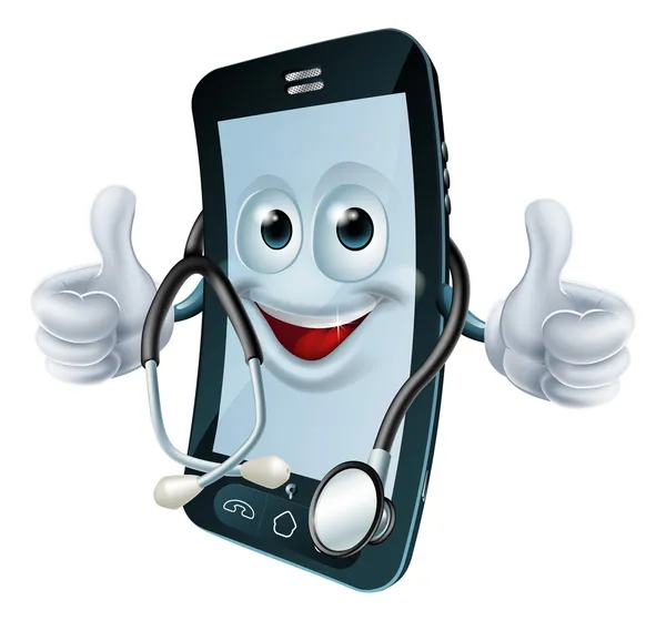 Téléphone homme avec un stéthoscope — Image vectorielle