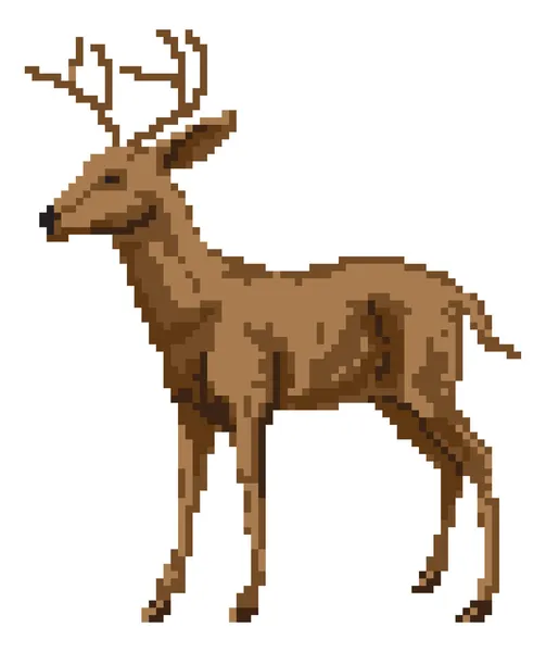 Pixel art deer illustration — Stock Vector