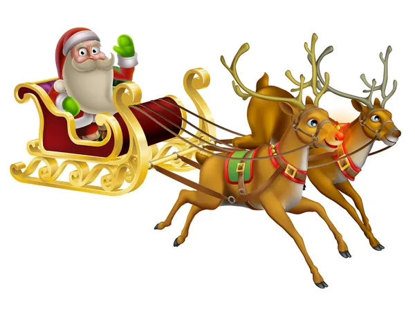 Papai Noel Natal Sleigh — Vetor de Stock