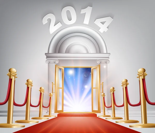 Tapis rouge nouvelle année porte 2014 — Image vectorielle