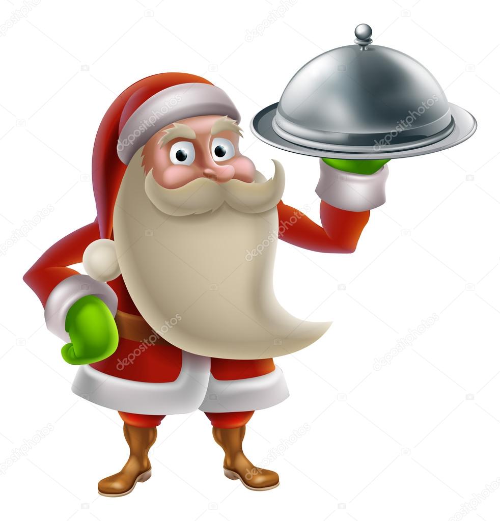 Cartoon-Weihnachtsmann kochen Weihnachtsessen - Vektorgrafik