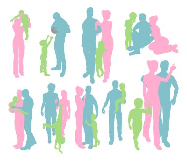 Silhouettes of a Happy Family clipart