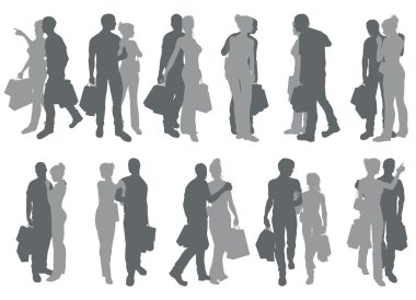 Shopping couple silhouettes clipart
