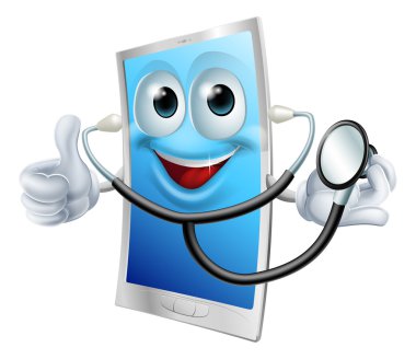 stetoskop karikatür telefon maskot