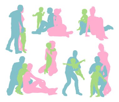 Happy family silhouettes clipart