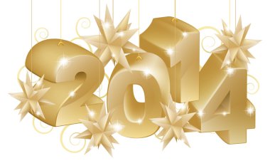 Altın yeni yıl veya 2014 Noel süsleri