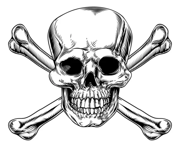 Vintage skull and crossbones teken — Stockvector