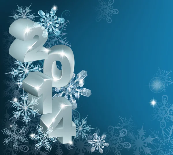 New Year or Christmas 2014 Snowflakes Background — Stock Vector