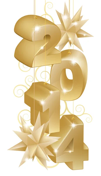 Gold New Year or Christmas 2014 Decorations — Stock Vector