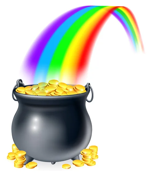 Pot d'or au bout de l'arc-en-ciel — Image vectorielle