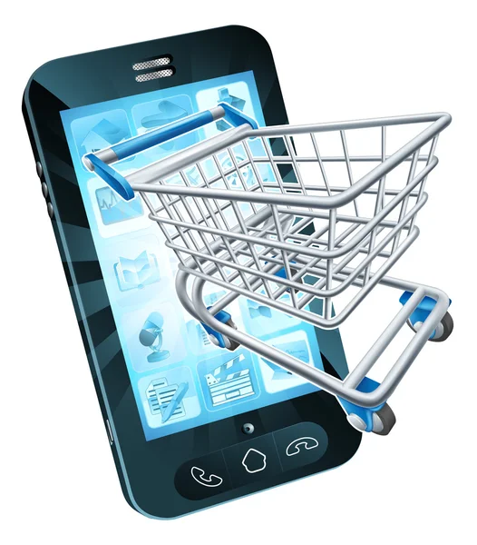 Shopping cart mobiltelefon — Stock vektor