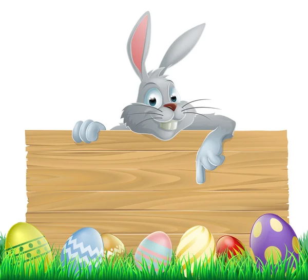 Easter eggs and bunny sign — Stock Vector