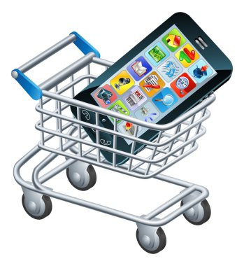hareket eden telefon alışveriş sepeti