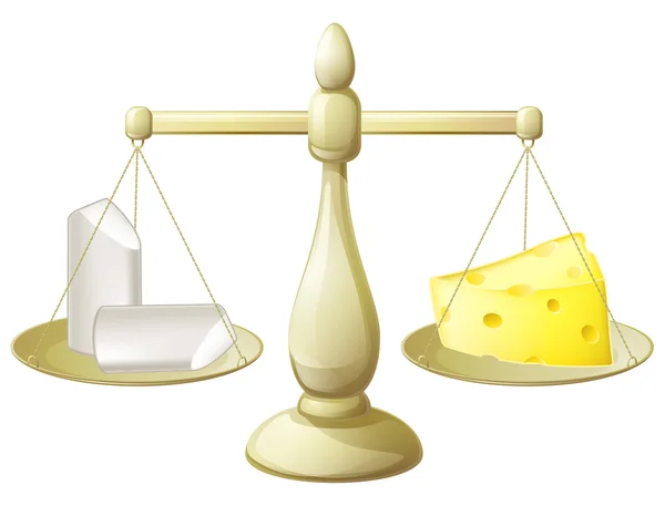 Comparing chalk and cheese scales — Stock Vector