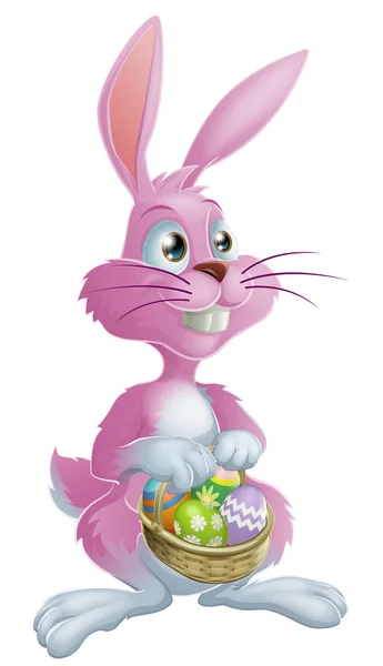 Roze easter bunny met eieren — Stockvector