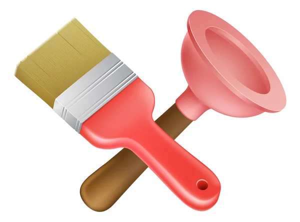 Çapraz dalgıç ve boya fırçası araçları — Stok Vektör
