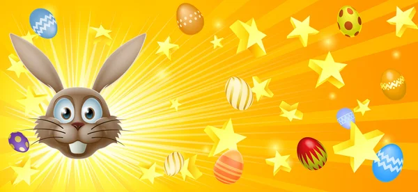 Banner de conejo y huevos de Pascua — Vector de stock