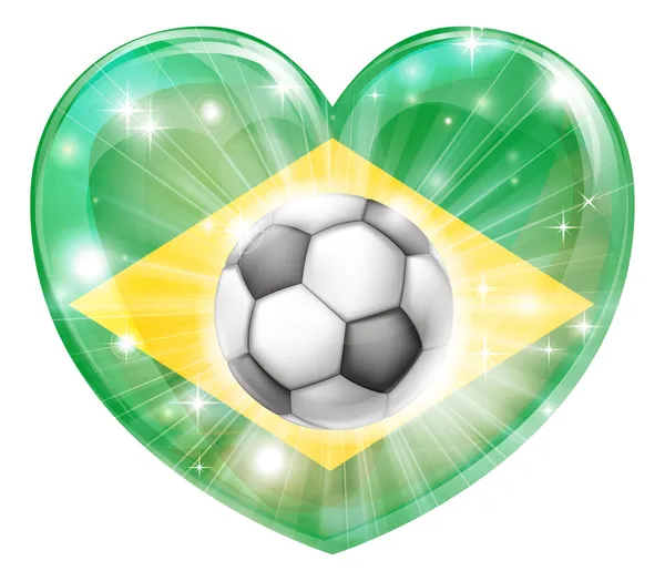 Brazil soccer heart flag — Stock Vector