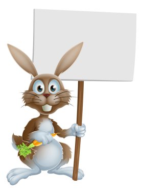 Bunny tavşan havuç ve işareti karikatür