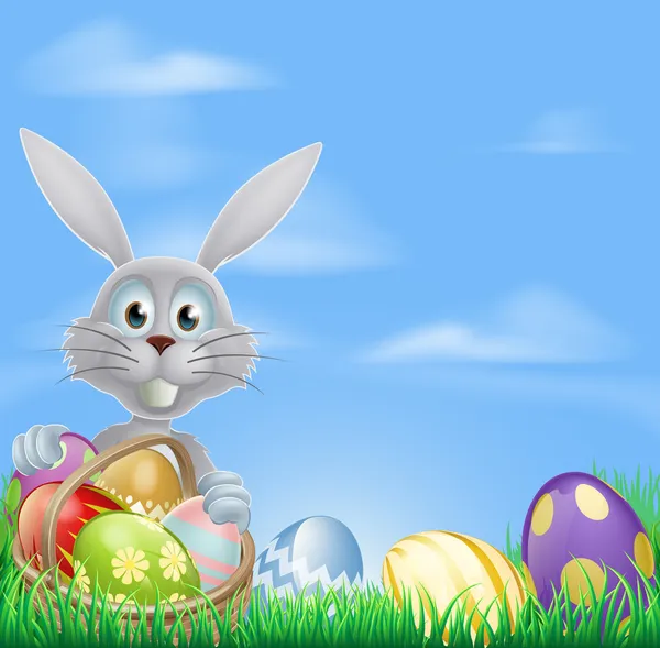 Huevos de Pascua de conejo y chocolate — Vector de stock