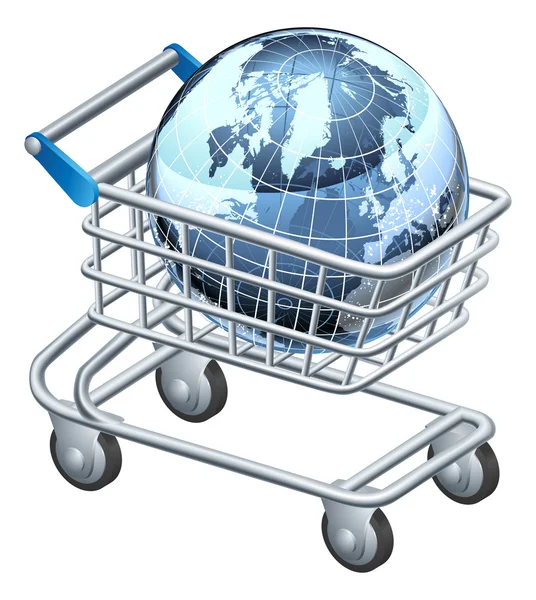 Carrello shopping globo — Vettoriale Stock
