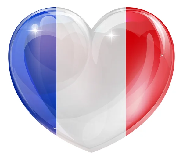 Bandera de Francia corazón — Vector de stock