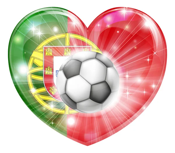 Portugal soccer heart flag — Stock vektor