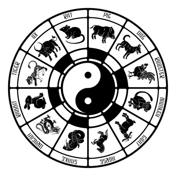 Gli animali zodiacali cinesi — Vettoriale Stock