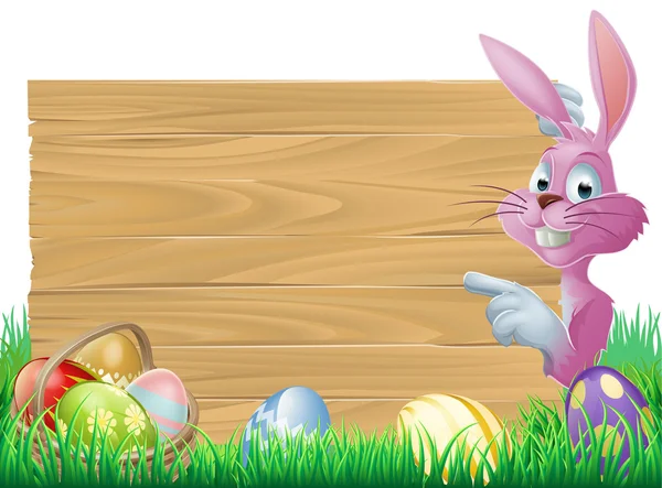 Ovos de Páscoa rosa sinal coelho de Páscoa — Vetor de Stock