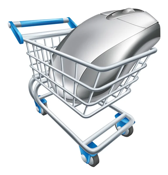 Computer mouse in trolley — Stock Vector