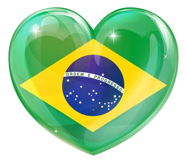 Brasile bandiera amore cuore — Vettoriale Stock