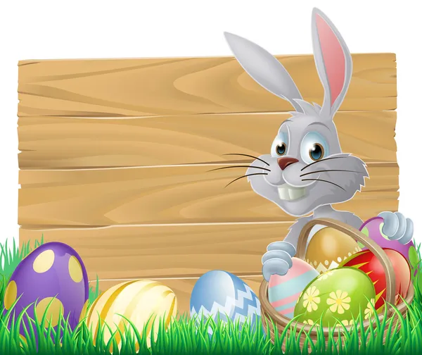 Signe en bois lapin de Pâques — Image vectorielle