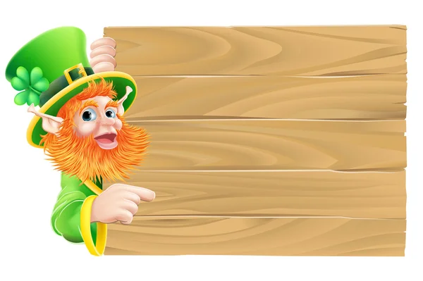 Leprechaun segno di legno — Vettoriale Stock