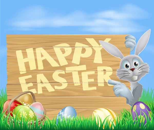 白色的复活节兔子指向标志 — 图库矢量图片