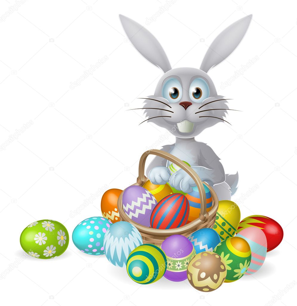 Easter bunny and chocolate egg basket
