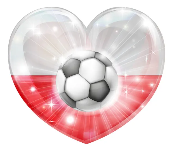 Polacco cuore di calcio bandiera — Vettoriale Stock