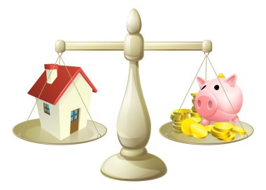 House or savings scale concept clipart