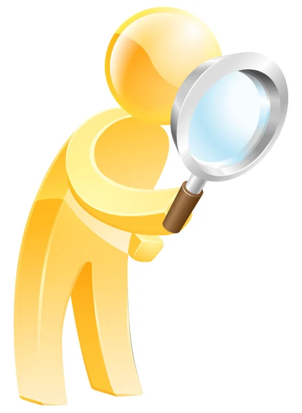 Magnifying glass gold person — Stock Vector