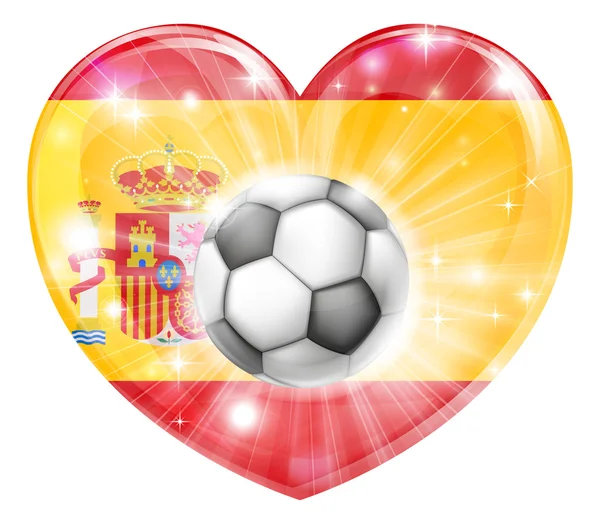 España fútbol bandera del corazón — Vector de stock