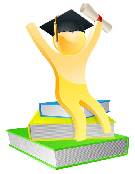 Graduado en libros con pergamino — Vector de stock