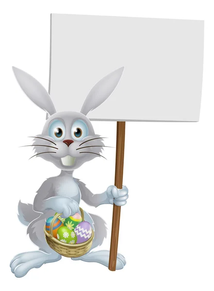 Bílé velikonoční králík drží ceduli — Stockový vektor