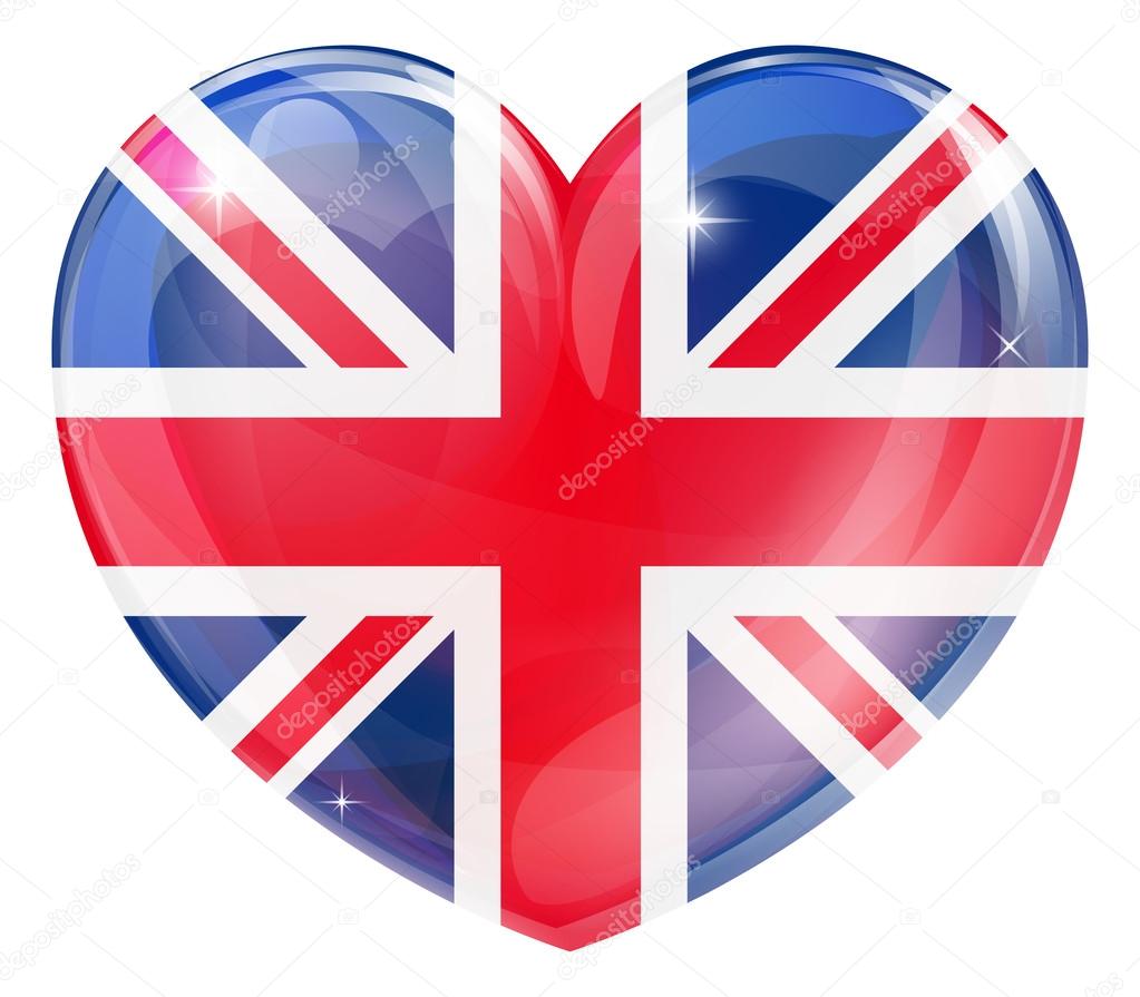 Union jack british heart flag